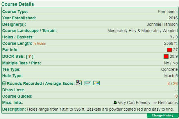 Disc Golf Course Information 